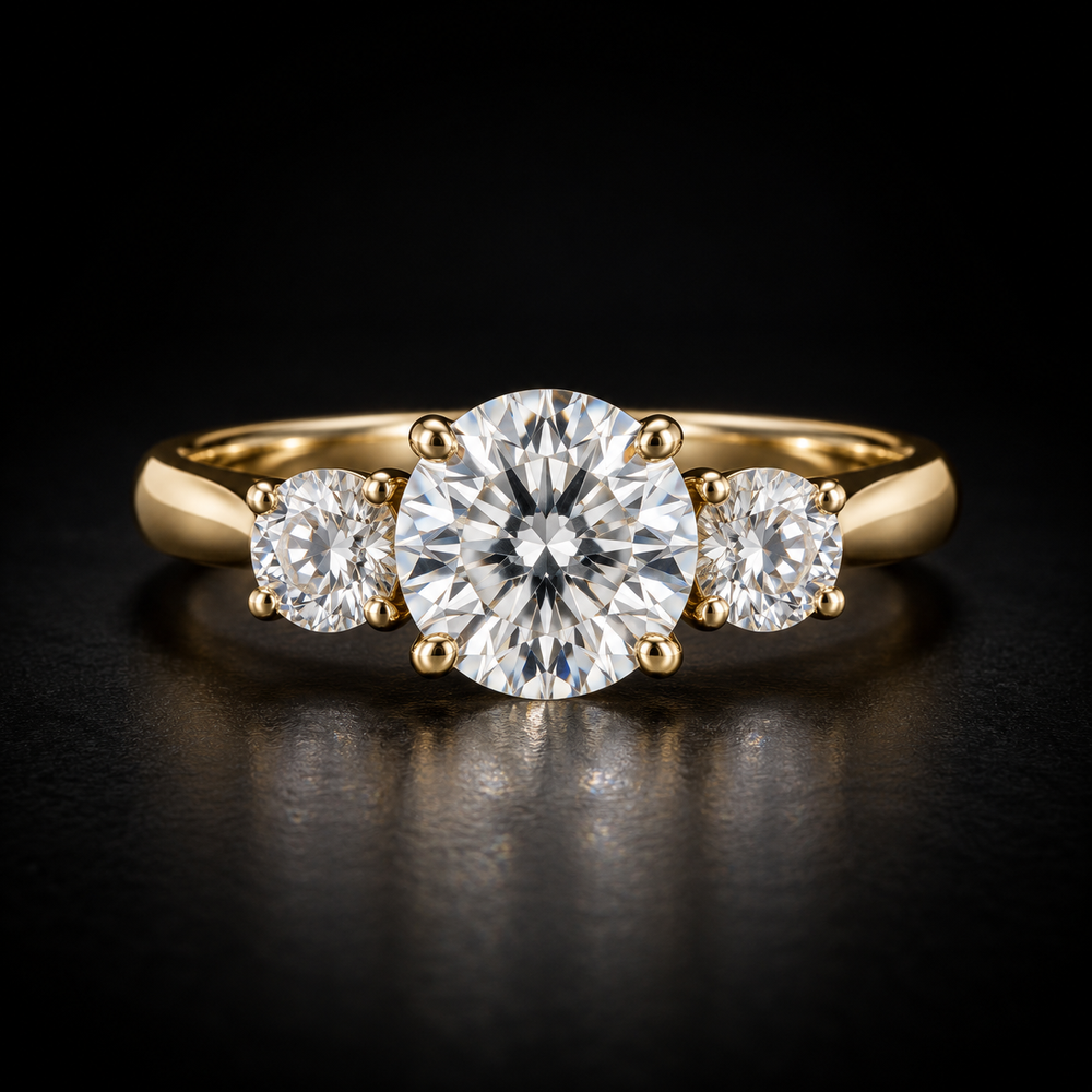 Classic Round Three-Stone Engagement Ring