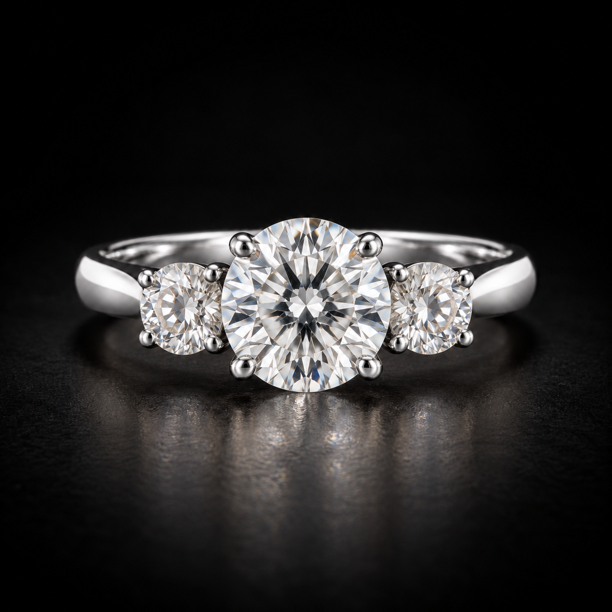 Classic Round Three-Stone Engagement Ring in platinum