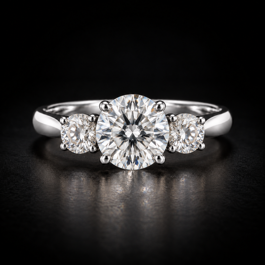 Classic Round Three-Stone Engagement Ring in platinum
