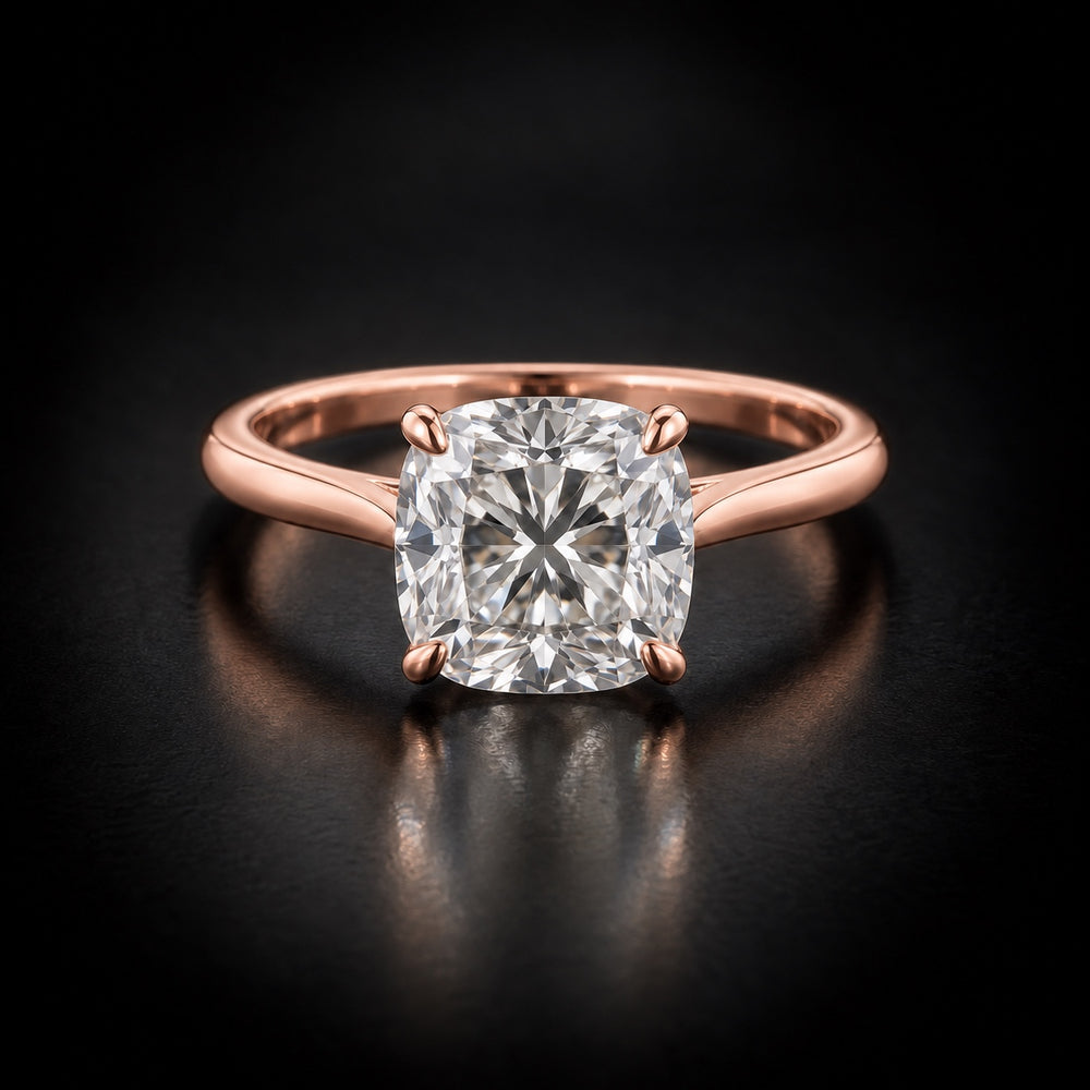 Classic Four-Prong Cushion-Cut Solitaire Engagement Ring
