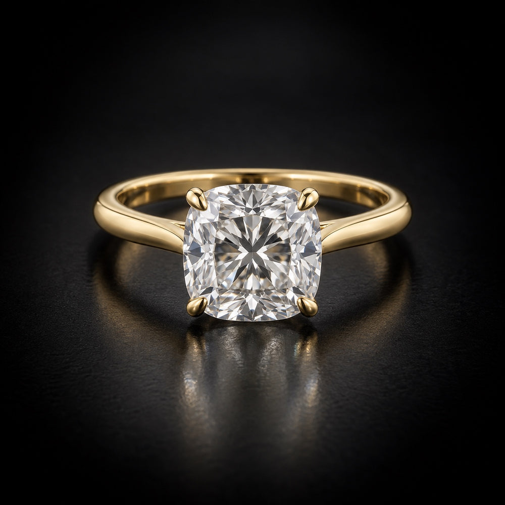 Classic Four-Prong Cushion-Cut Solitaire Engagement Ring