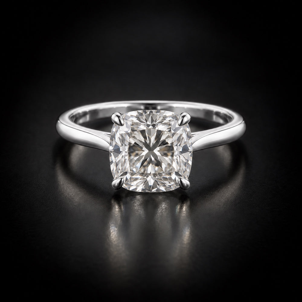 Classic Four-Prong Cushion-Cut Solitaire Engagement Ring