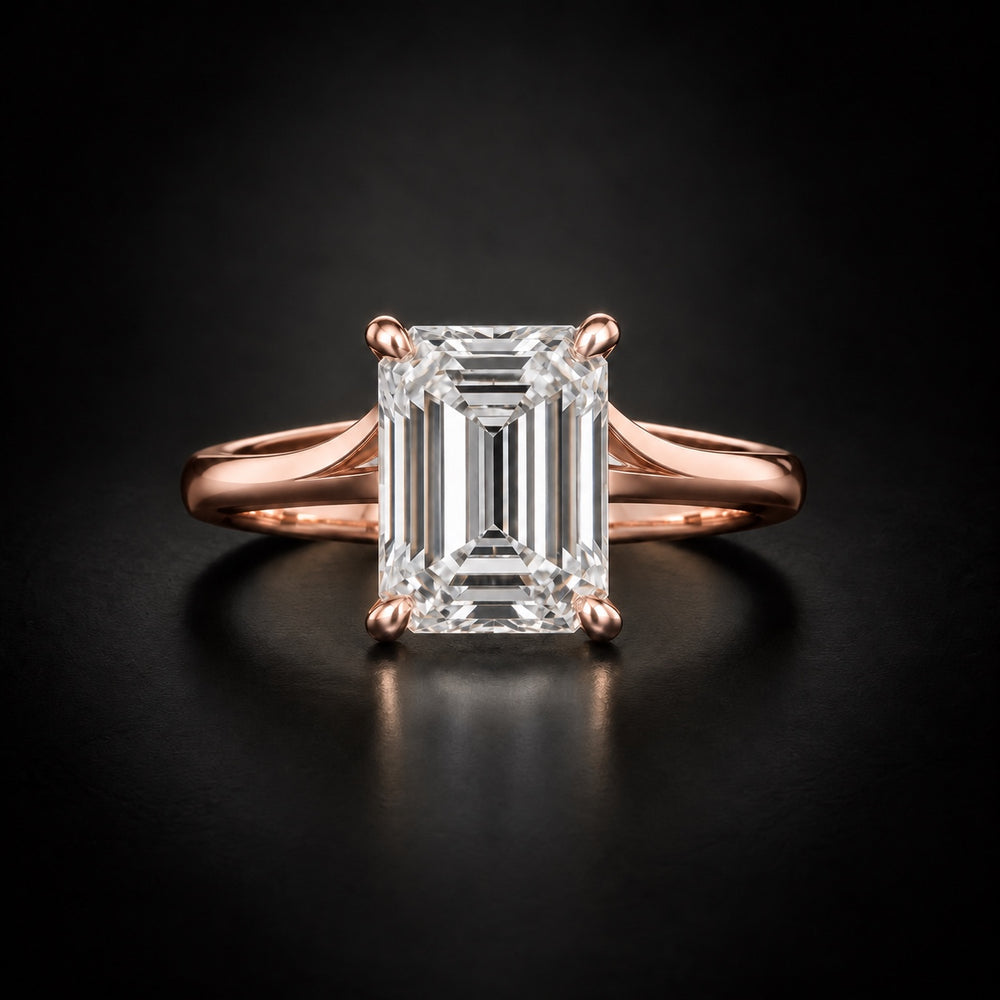 Classic Four-Prong Emerald-Cut Solitaire Engagement Ring