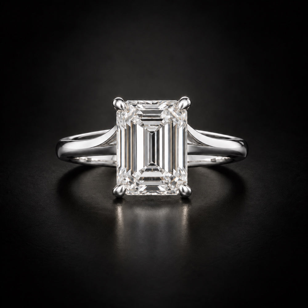 Classic Four-Prong Emerald-Cut Solitaire Engagement Ring