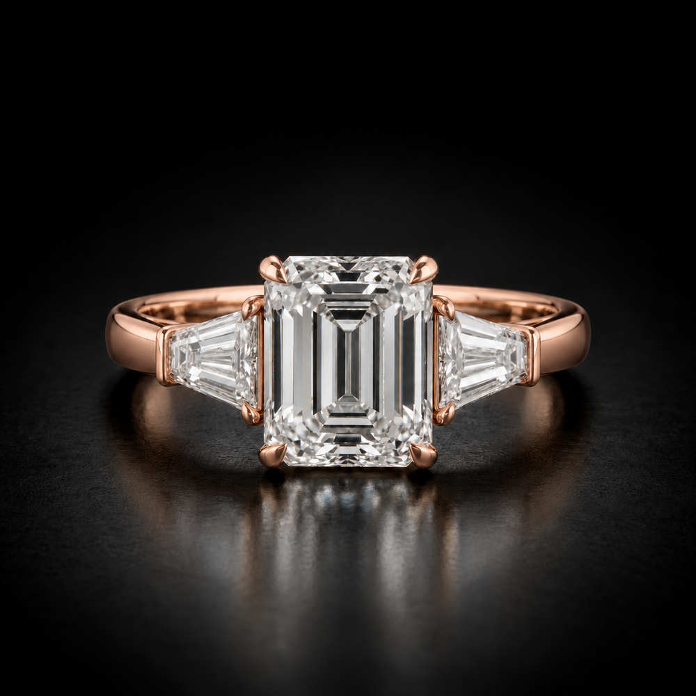 Emerald-Cut Three-Stone Engagement Ring