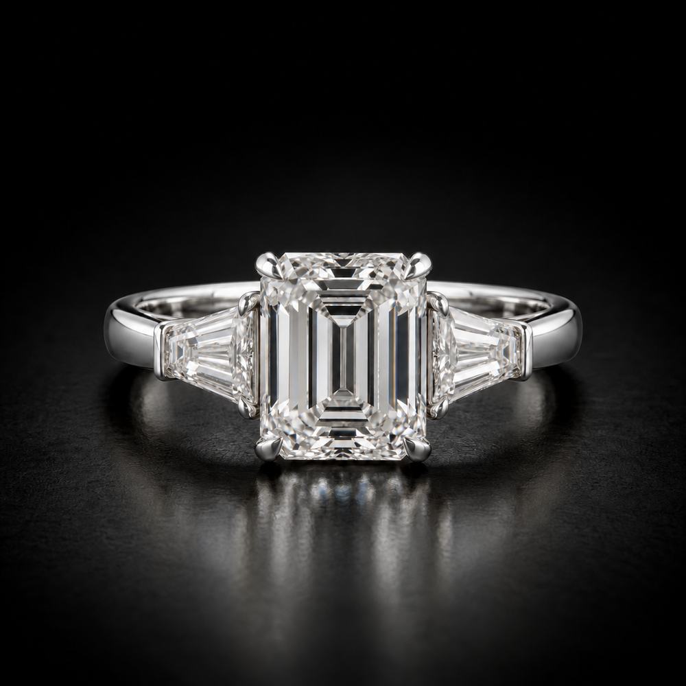 Emerald-Cut Three-Stone Engagement Ring