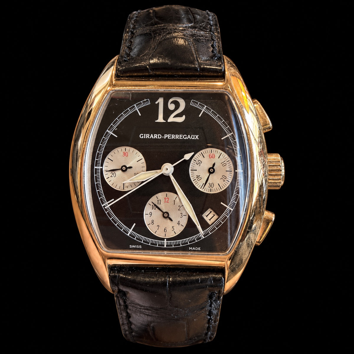 Girard-Perregaux Chronograph, Dark Dial & Gold-Tone Case