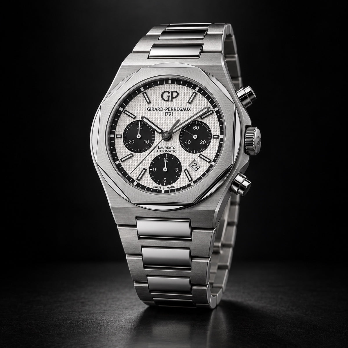 Girard-Perregaux Laureato Chronograph, White Dial
