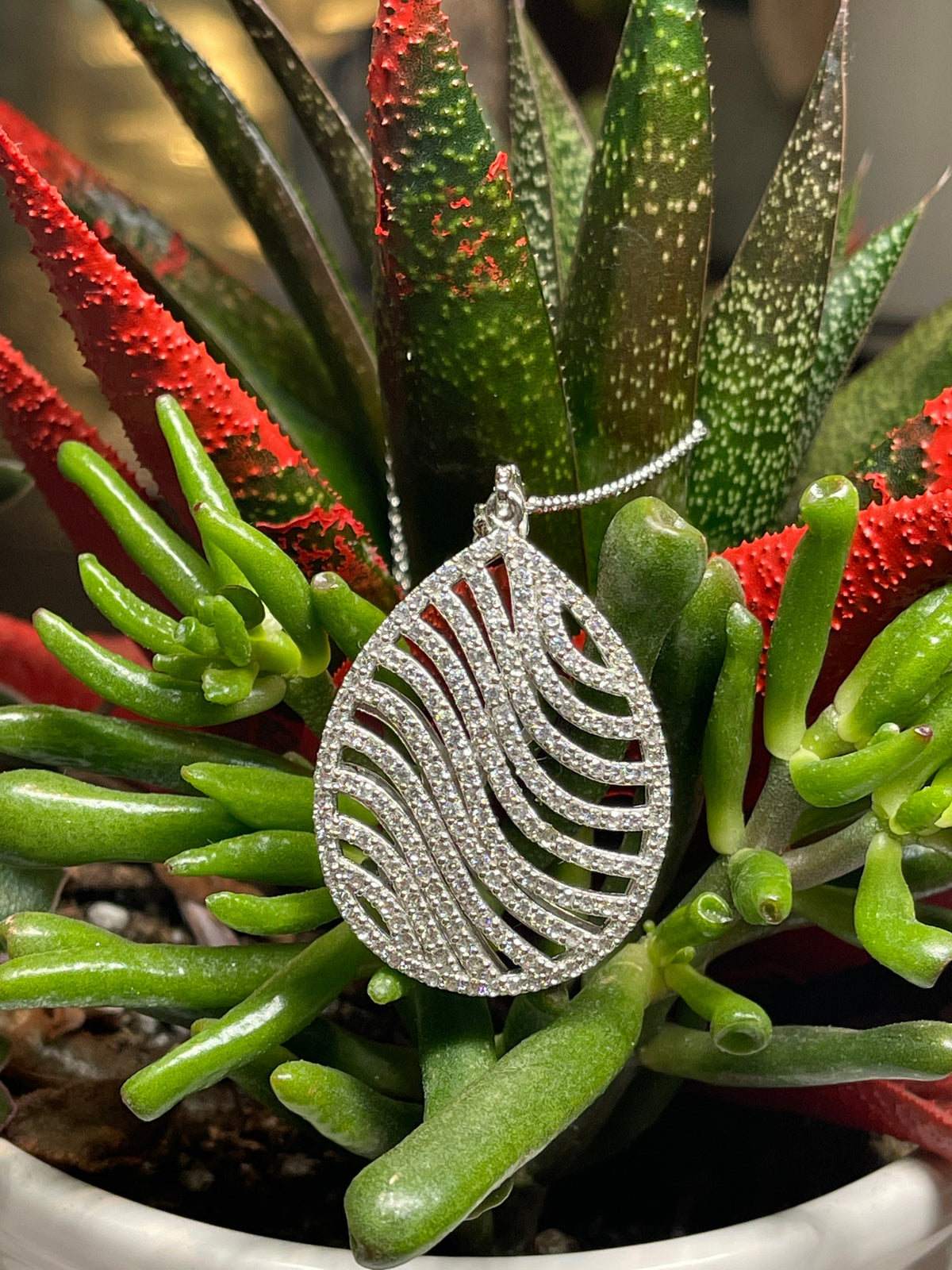 Sterling Silver Fashion Pendant with Cubic Zirconia