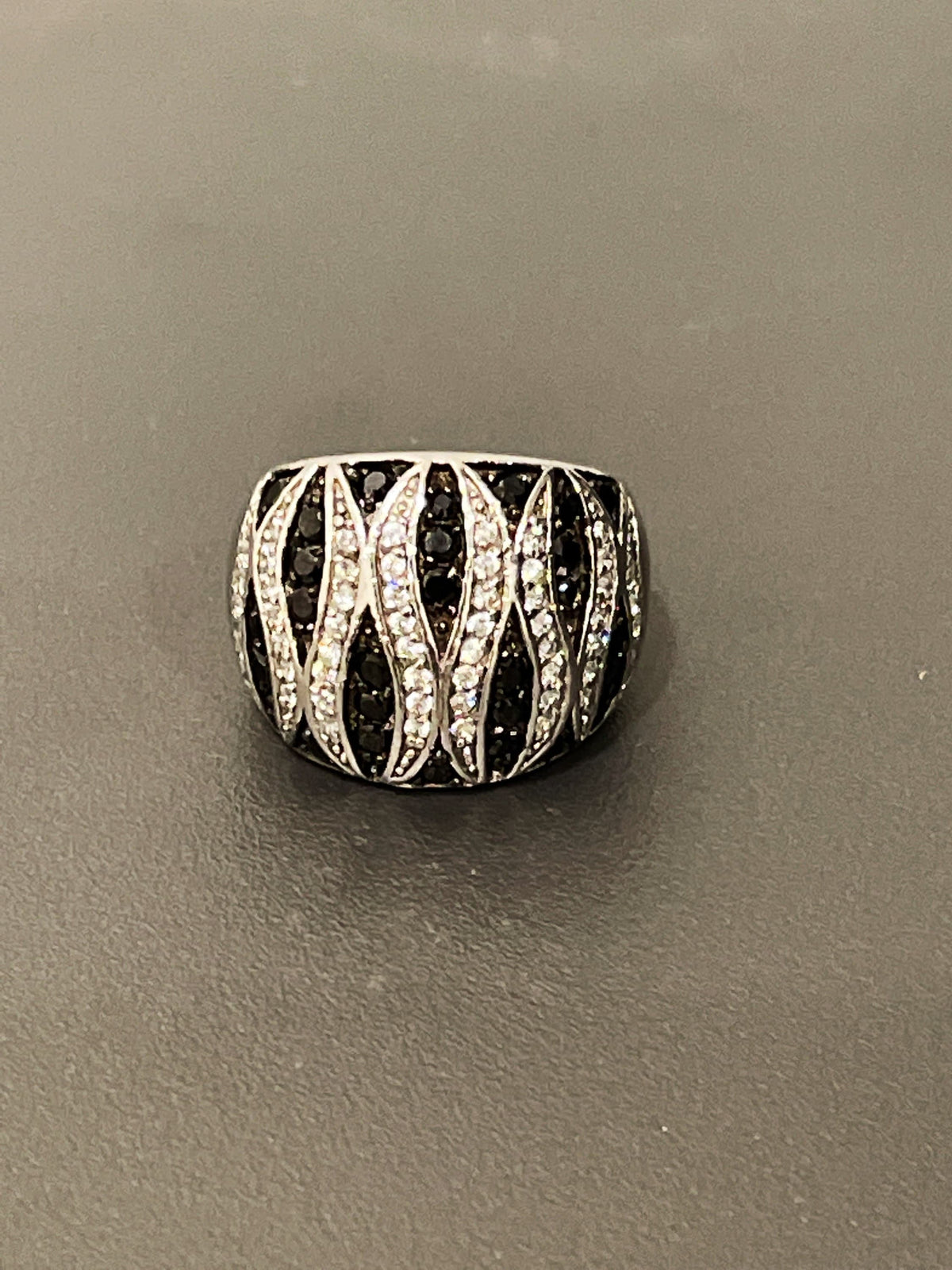 Sterling Silver Cubic Zirconia and Black Spinel Band