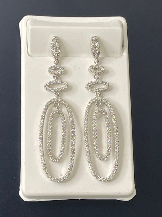 Sterling Silver Dangle and Drop Cubic Zirconia Earrings