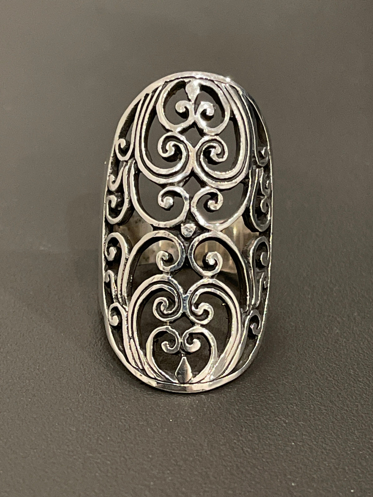 Sterling Silver Wide Scroll Design Band