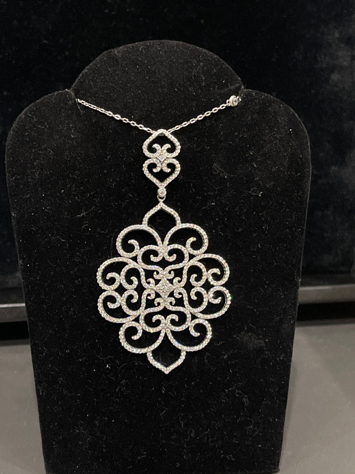 Sterling Silver Cubic Zirconia Statement Pendant with Cable Chain