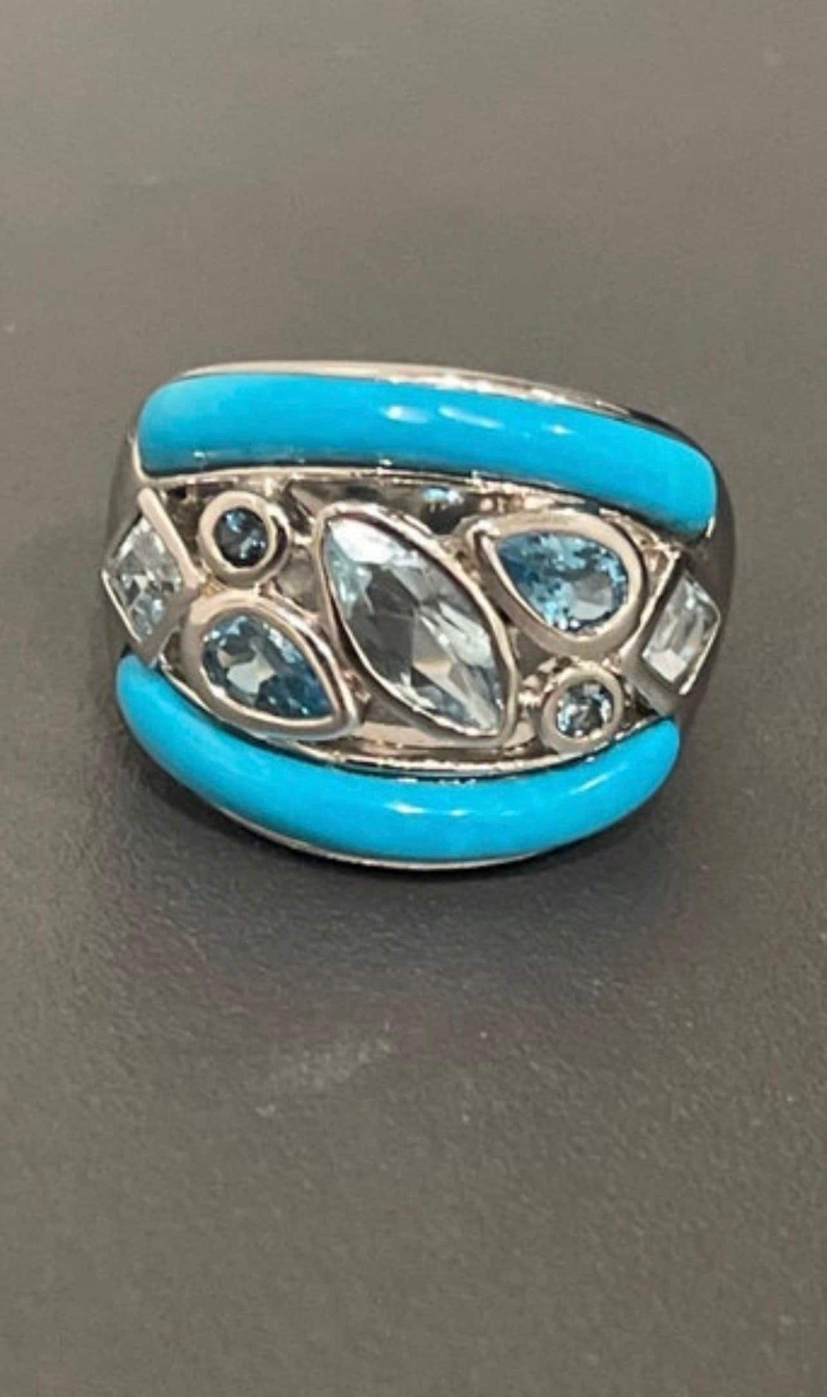 Sterling Silver Turquoise and Blue Topaz Ring