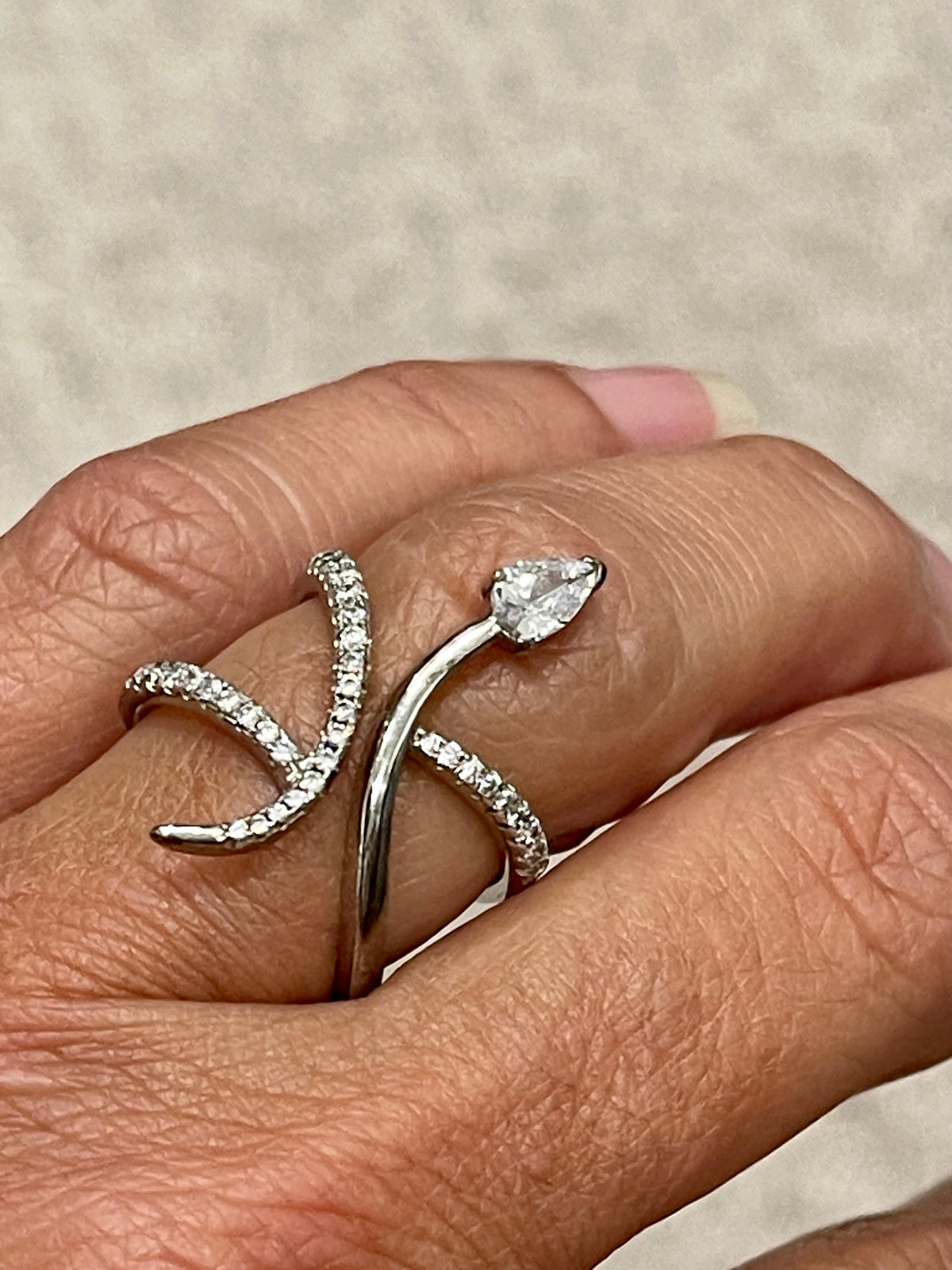 Sterling Silver Open Style Cubic Zirconia Ring Size 7.5