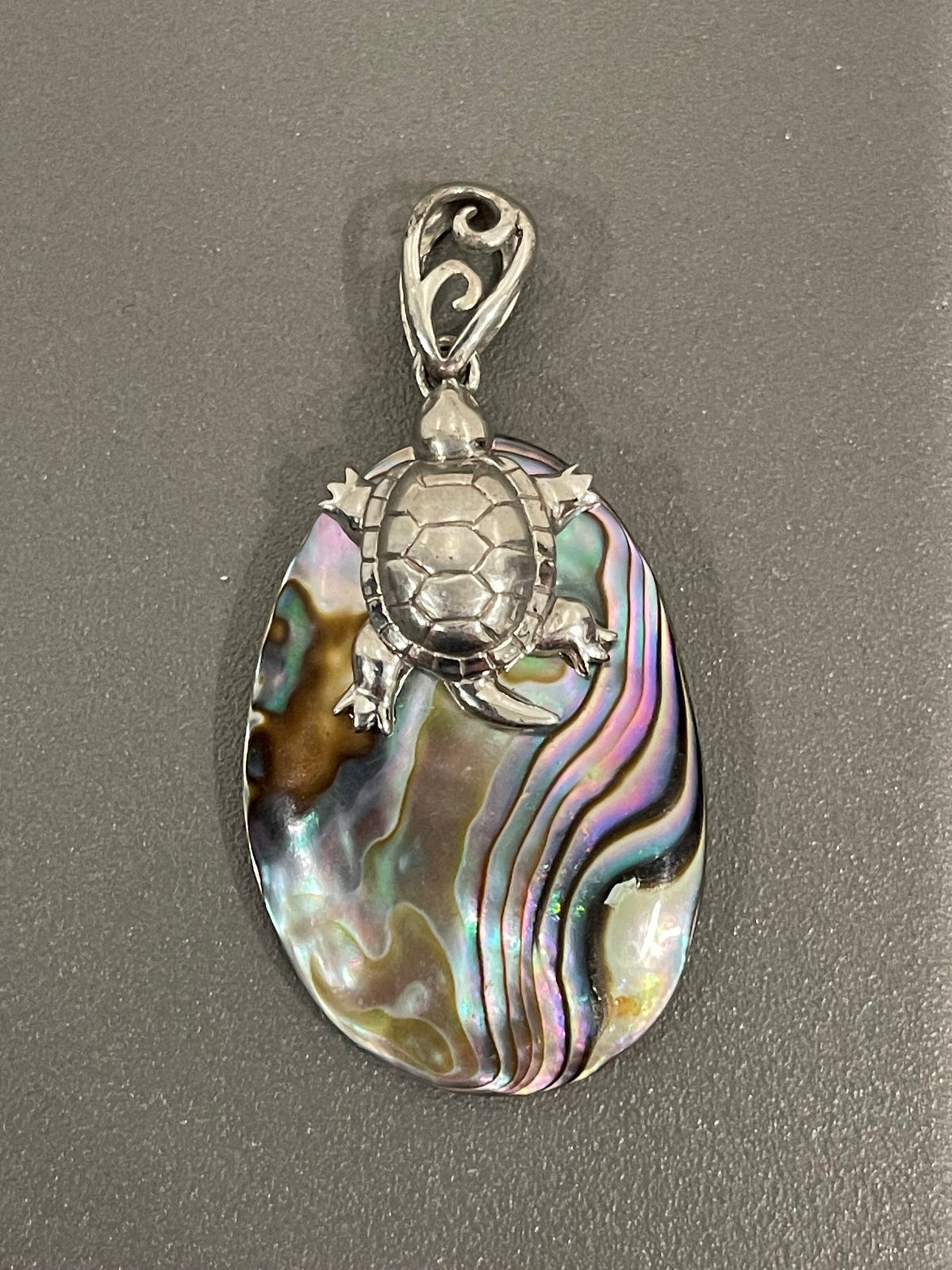 Sterling Silver Abalone Shell with Sea Turtle Pendant