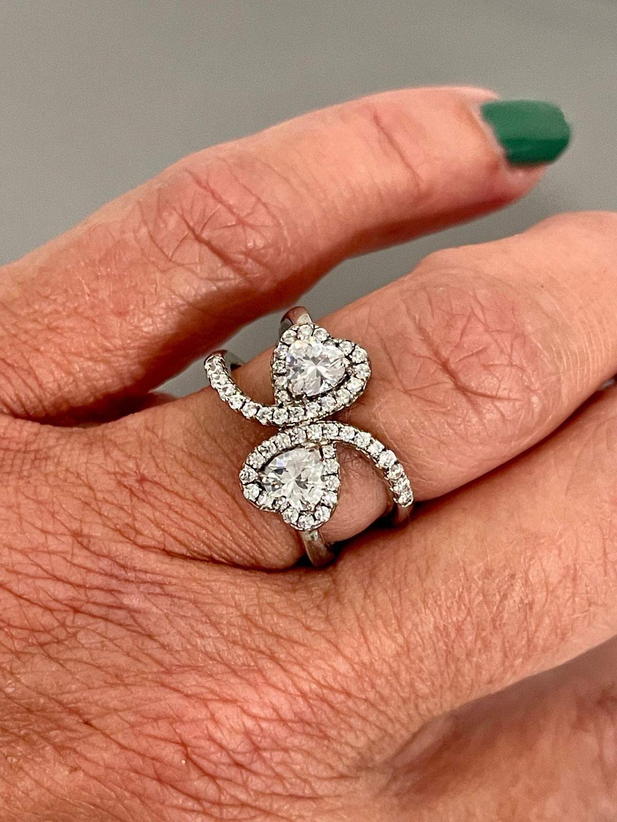 Sterling Silver Heart Cubic Zirconia Ring Size 7