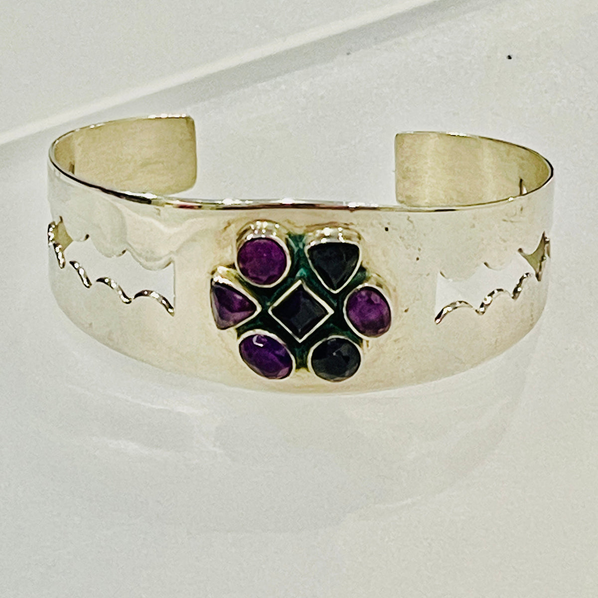 Sterling Silver Amethyst Bracelet Cuff Made By Desert Rose Trading Co
