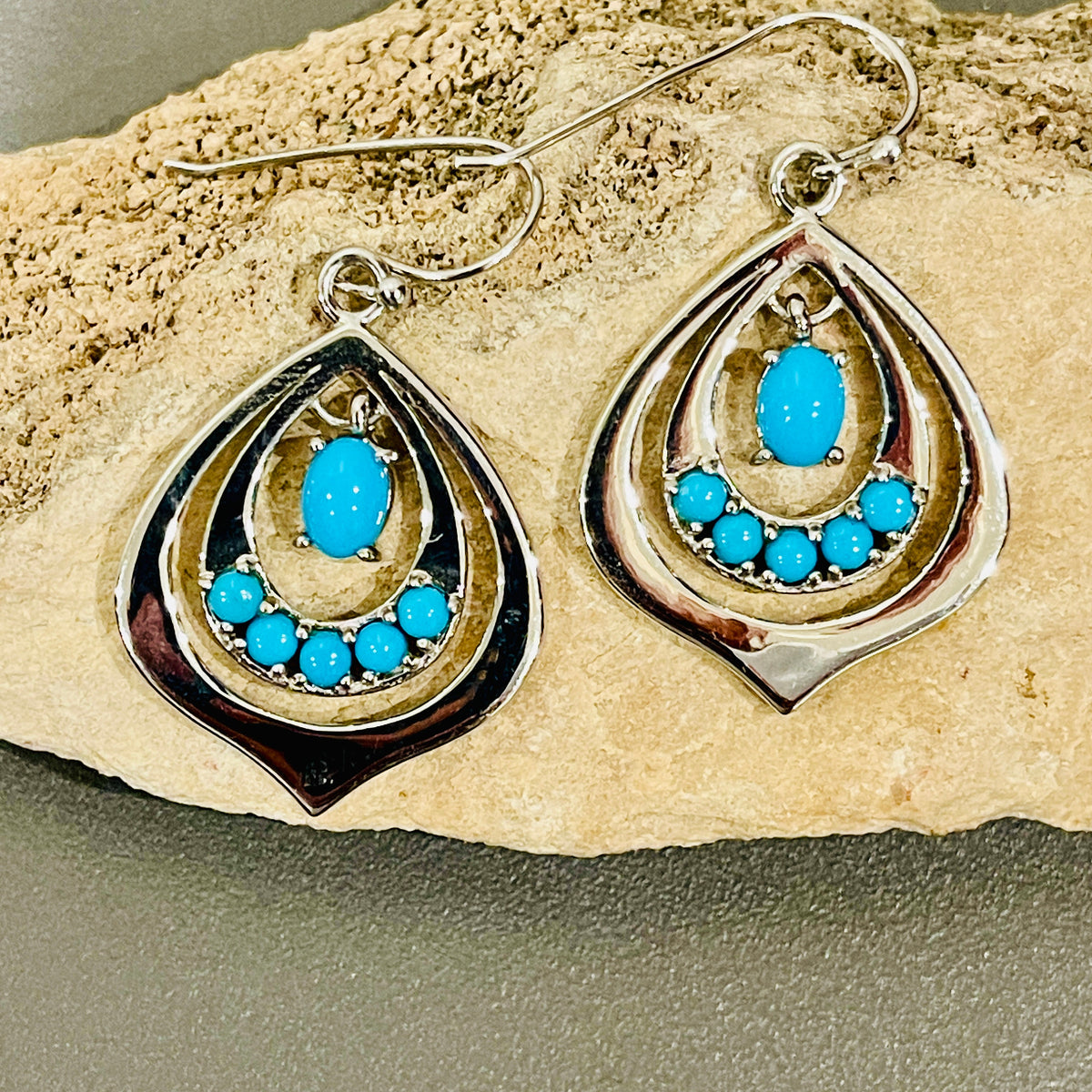 Sterling Silver Turquoise Dangle and Drop Earrings