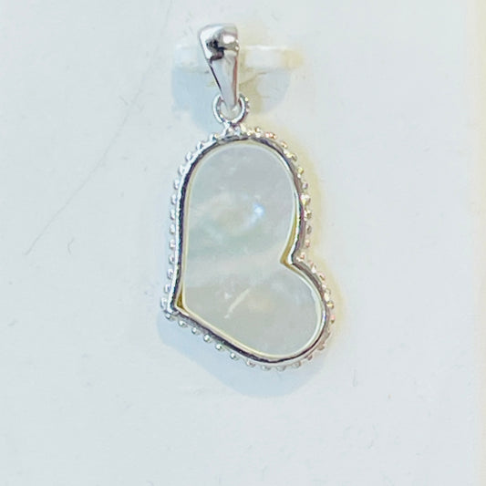 Sterling Silver White Mother of Pearl Heart Pendant