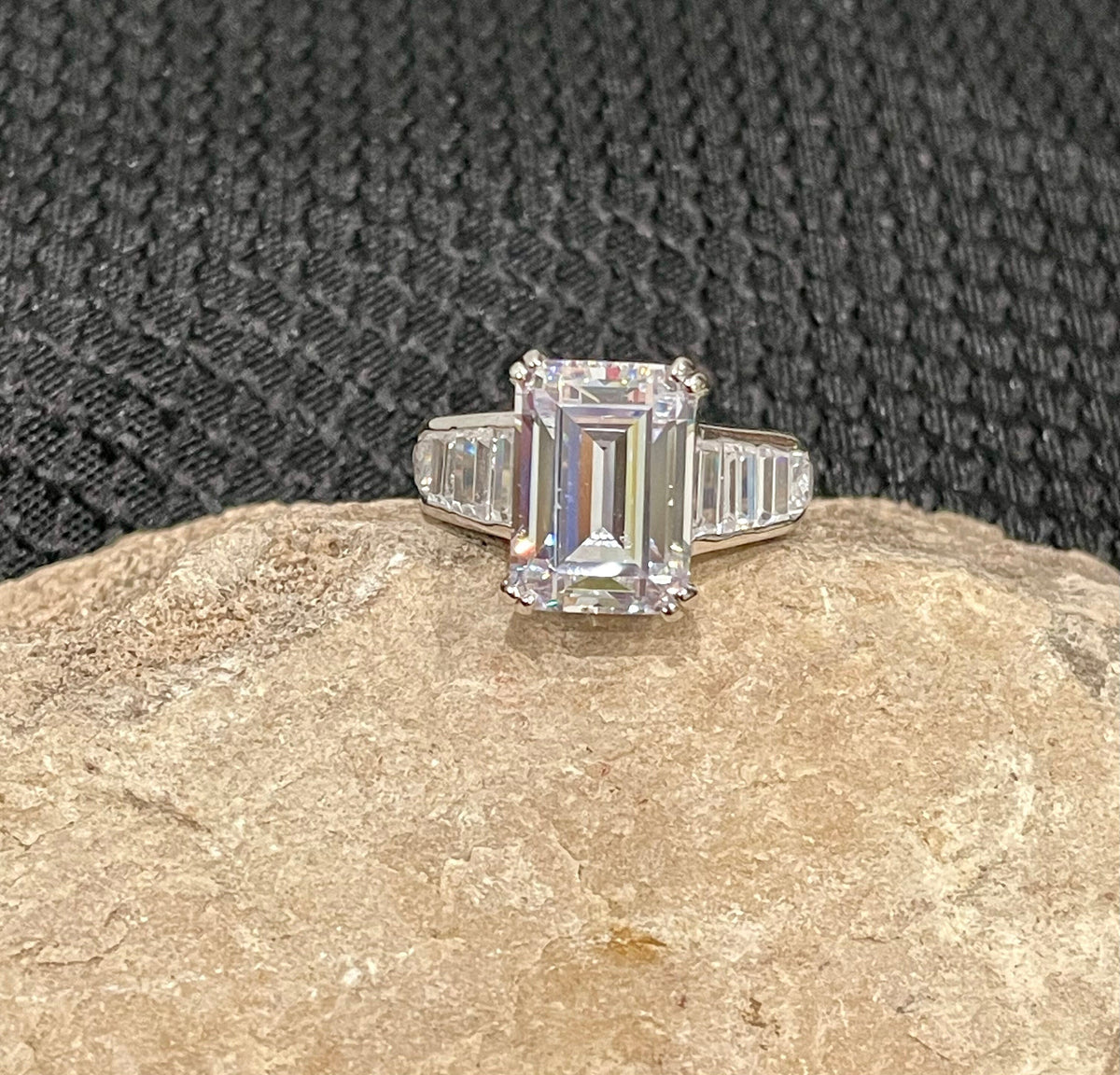 Sterling Silver Cubic Zirconia Engagement Ring Size 8