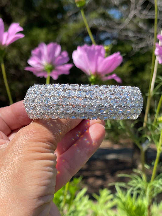 Sterling Silver Wide Cubic Zirconia Bracelet Made By Charles Winston