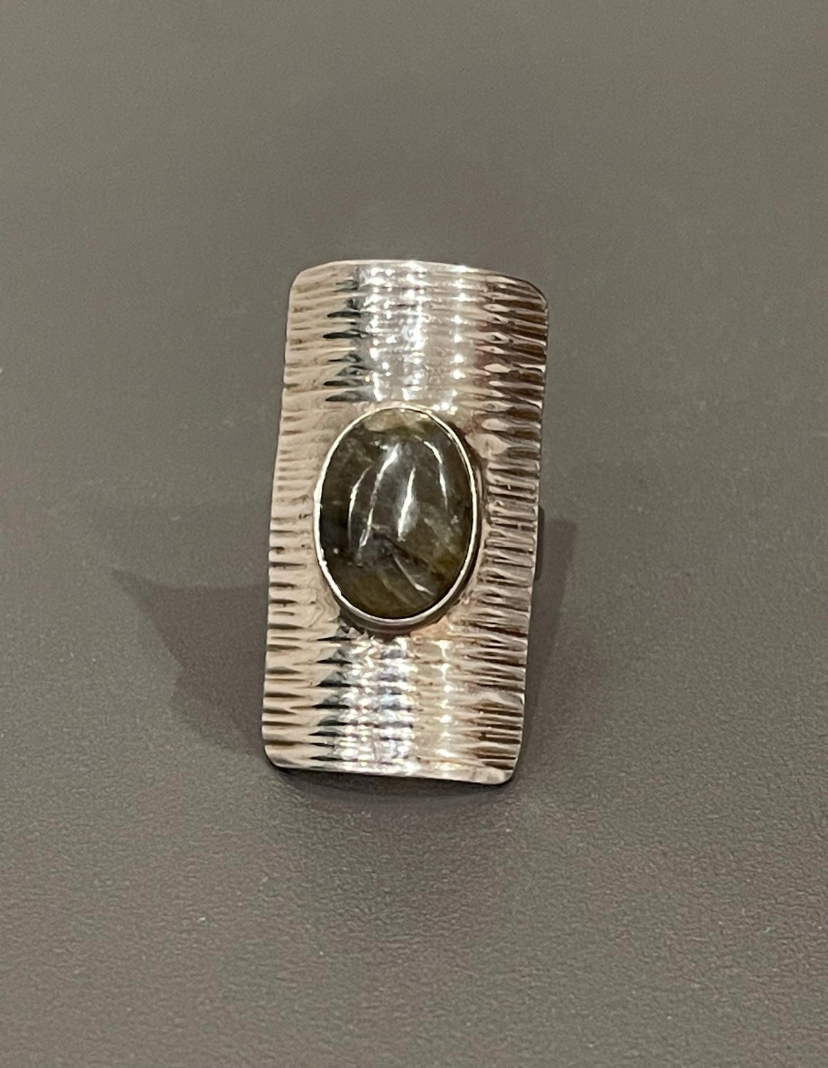 Sterling Silver Agate Wide Ring Size 7