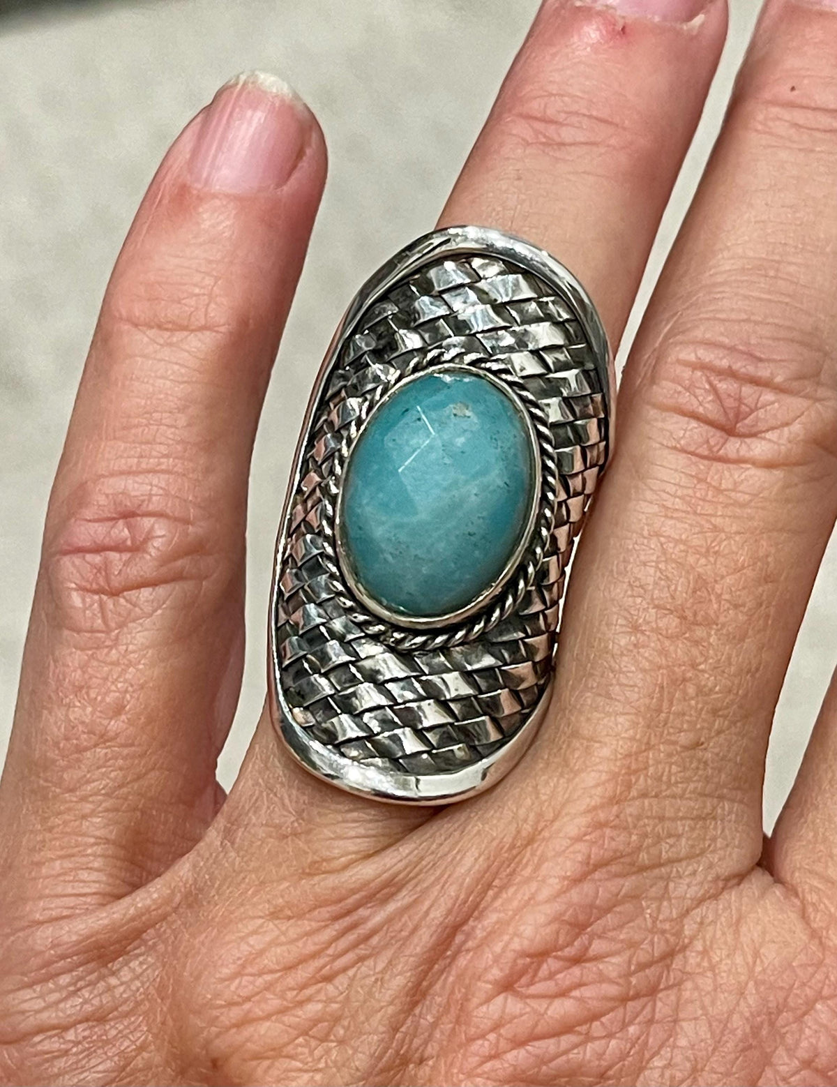 Sterling Silver Amazonite Statement Ring