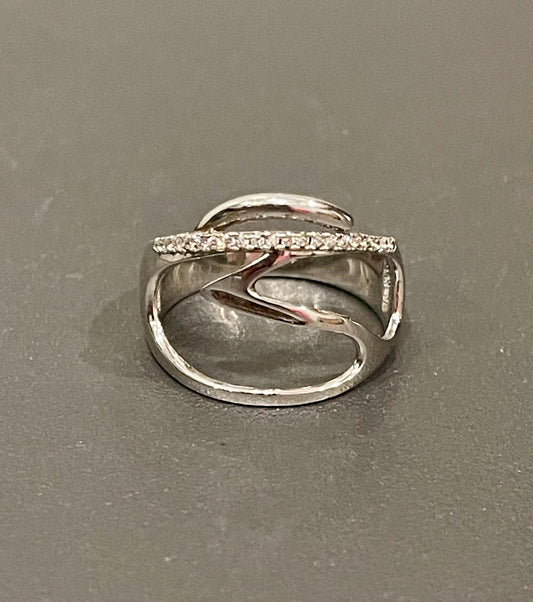 Sterling Silver Modern Cubic Zirconia Ring Size 8