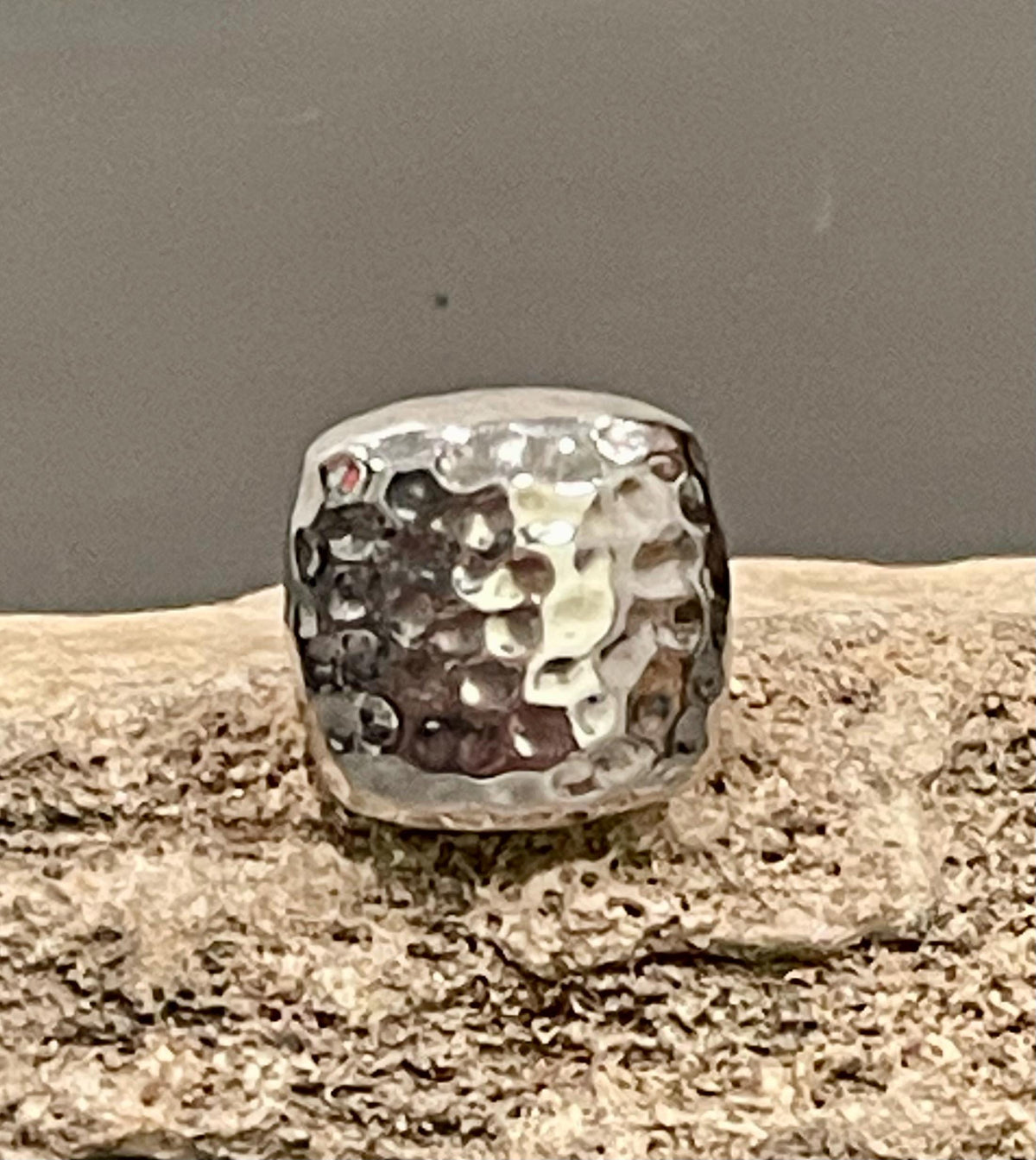Sterling Silver Hammered Style Wide Ring Size 7