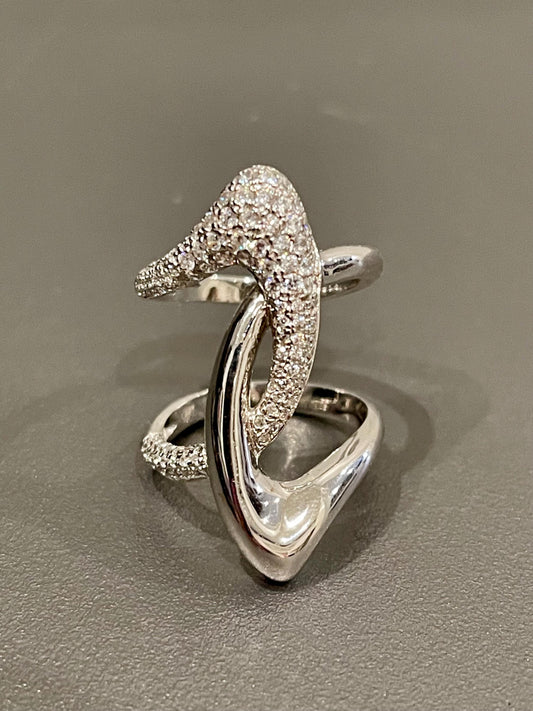 Sterling Silver Modern Cubic Zirconia Ring Size 7
