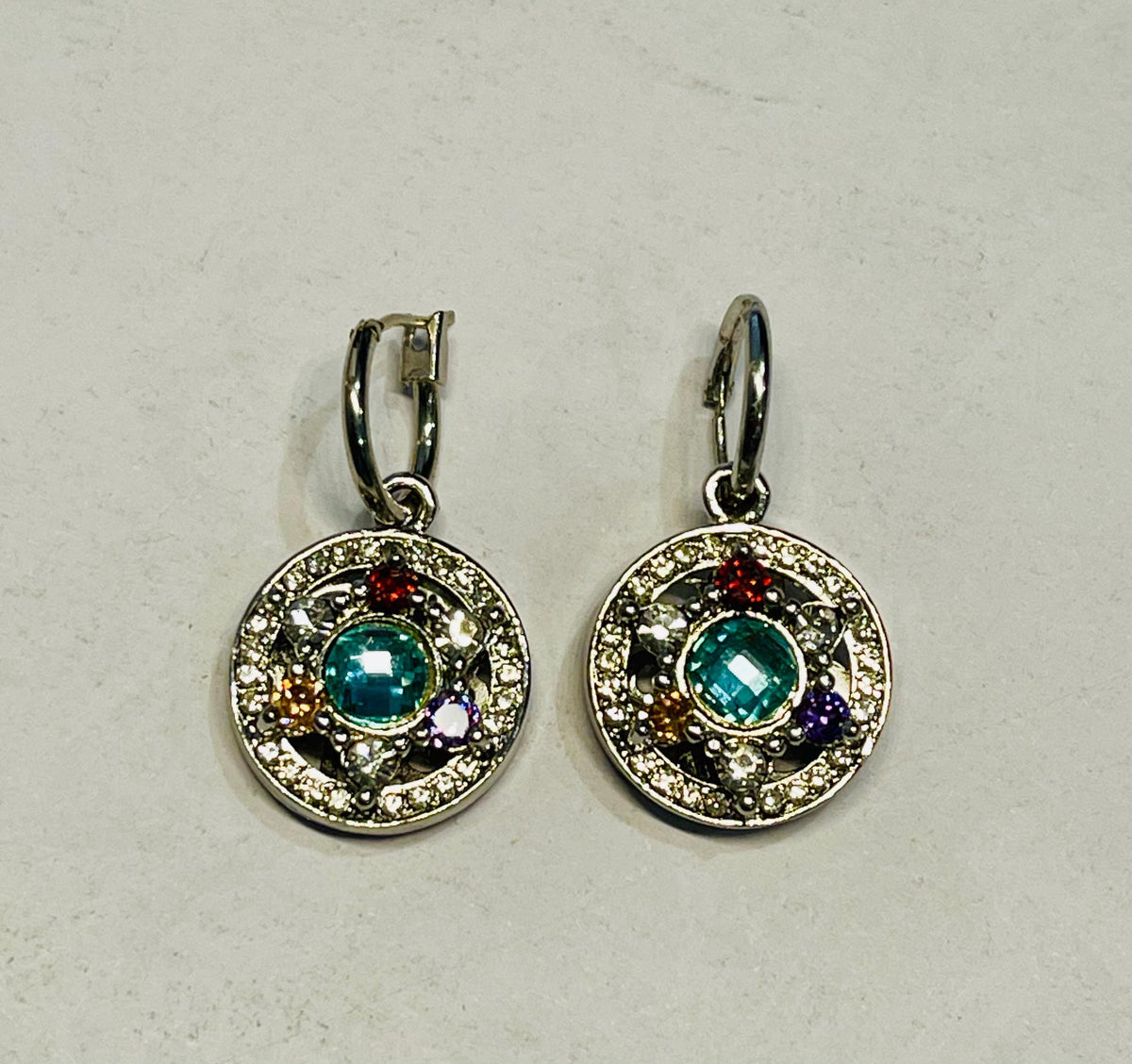 Sterling Silver Multi Stone Dangle Earrings