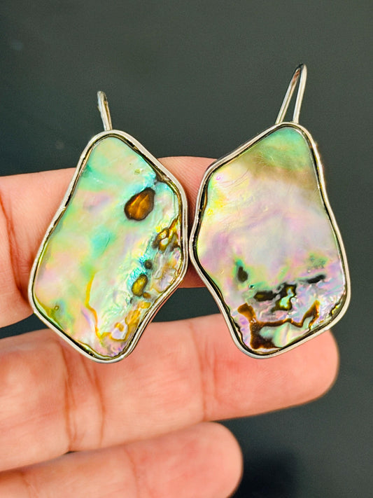 Sterling Silver Geometric Shape Mother of Pearl Earrings