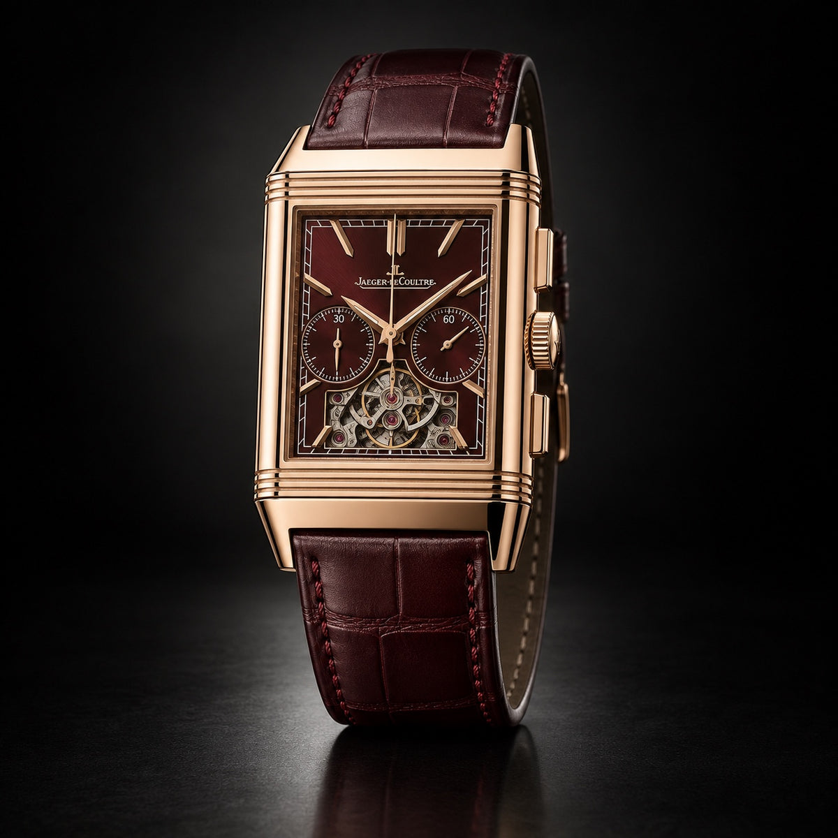 Jaeger-LeCoultre Reverso Tribute Chronograph with burgundy dial