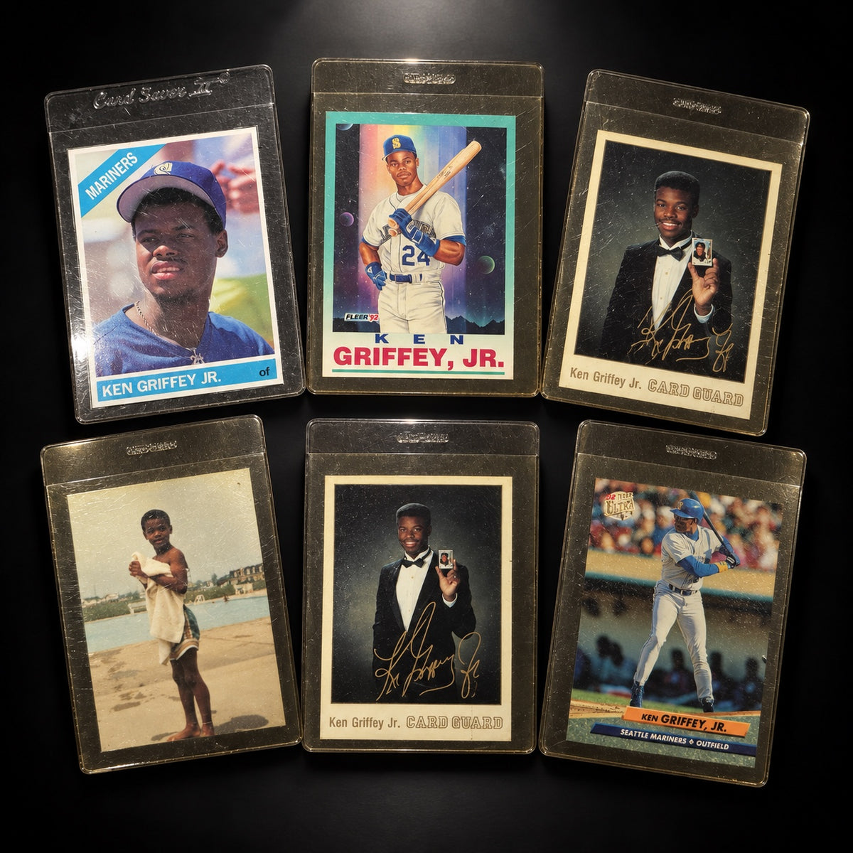 Six-piece Ken Griffey Jr. baseball card and promotional card estate parcel