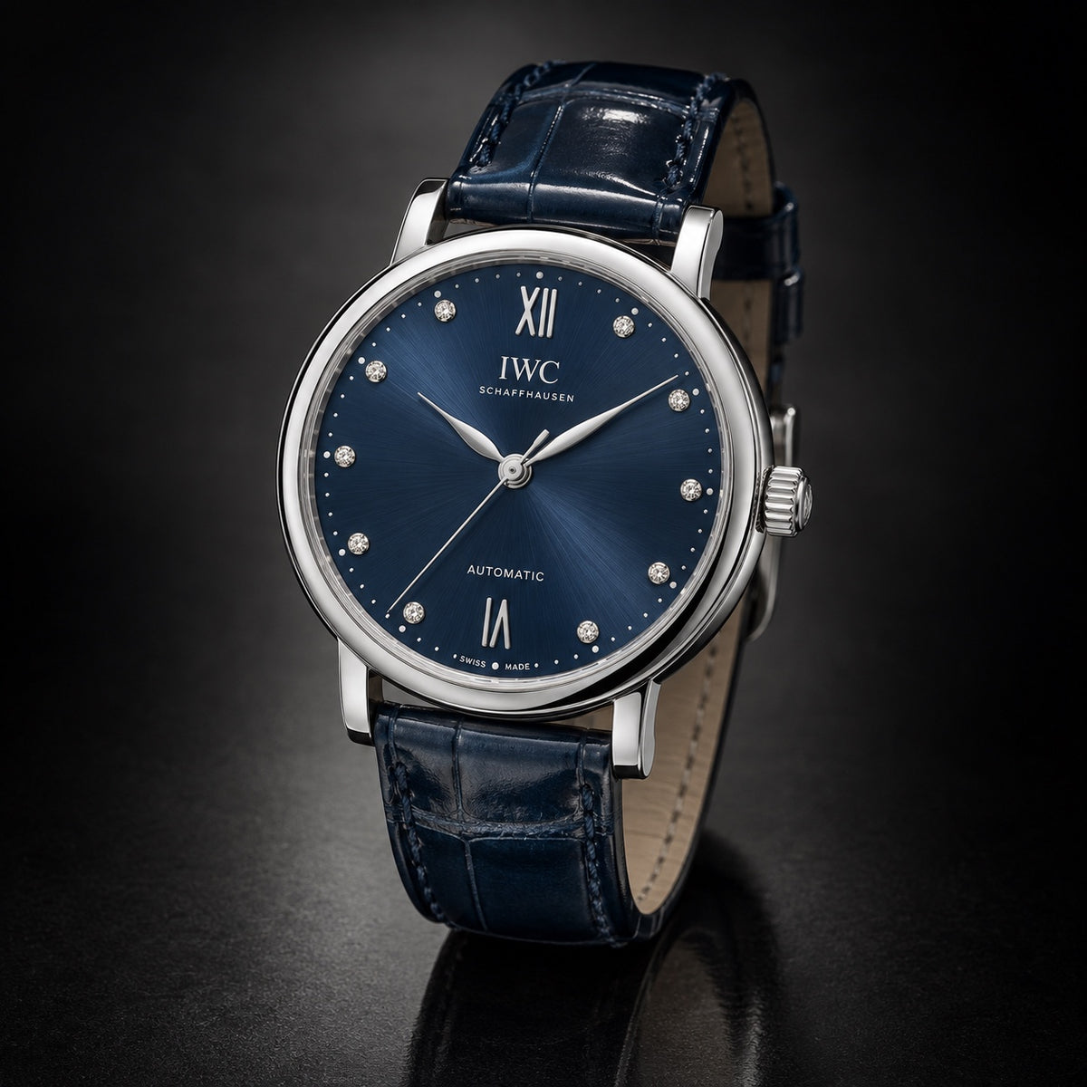 Ladies IWC Portofino-style automatic watch with blue dial