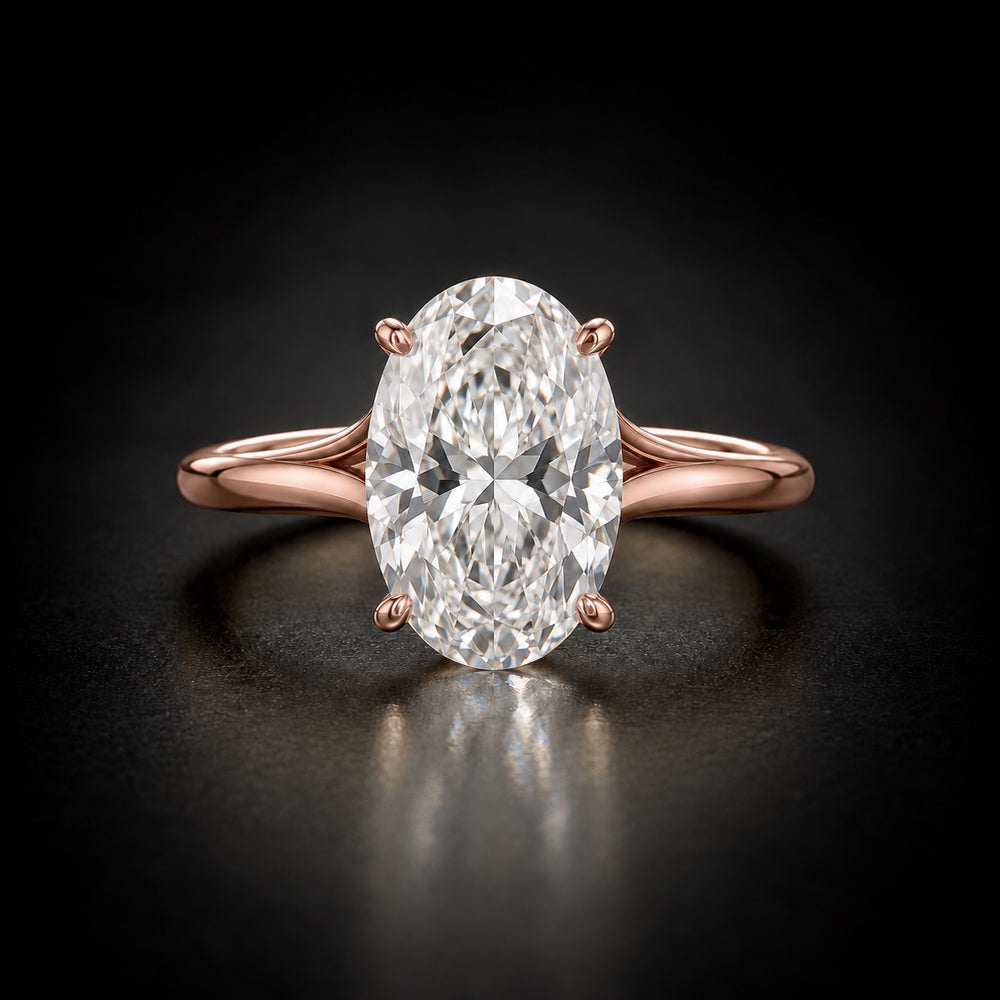 Classic Four-Prong Oval Solitaire Engagement Ring