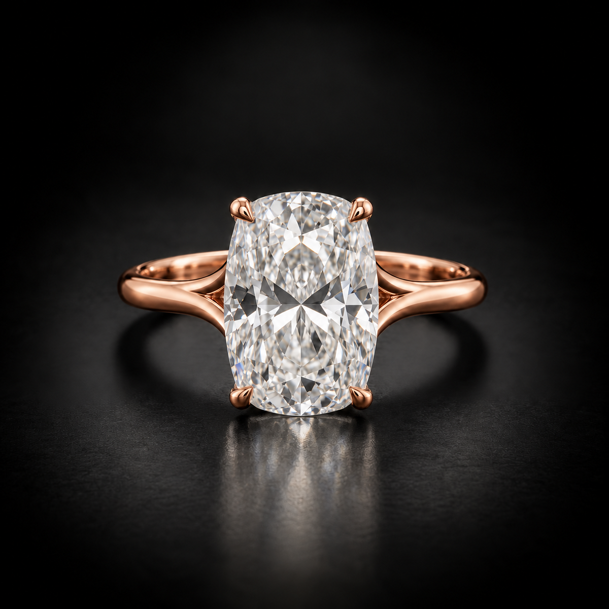 Elongated Cushion Hidden-Halo Solitaire Engagement Ring in 18kt Rose Gold