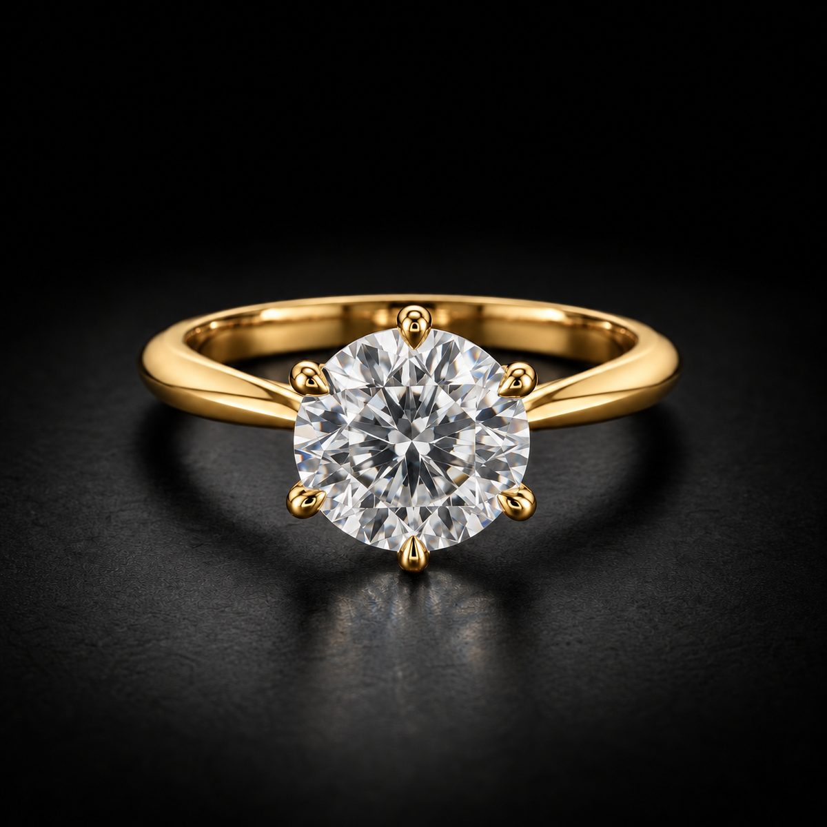 Round Knife-Edge Solitaire Engagement Ring in 18kt Yellow Gold