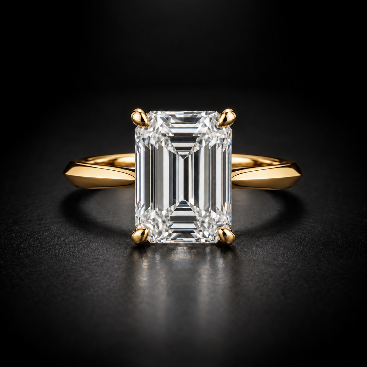 Emerald-Cut Knife-Edge Solitaire Engagement Ring in 18kt Yellow Gold