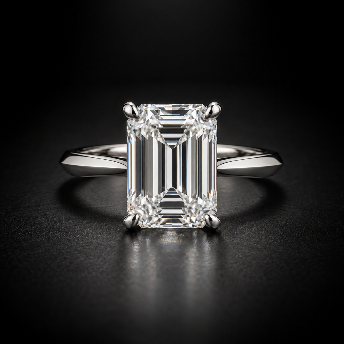 Emerald-Cut Knife-Edge Solitaire Engagement Ring in Platinum