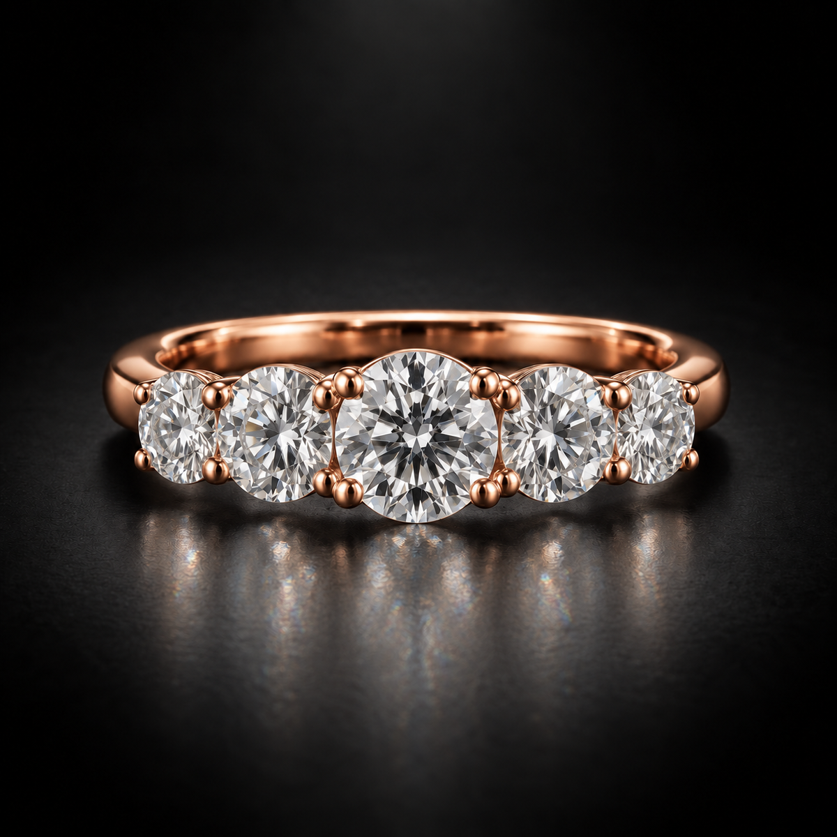 Graduated Five-Stone Diamond Engagement Ring in 18kt Rose Gold