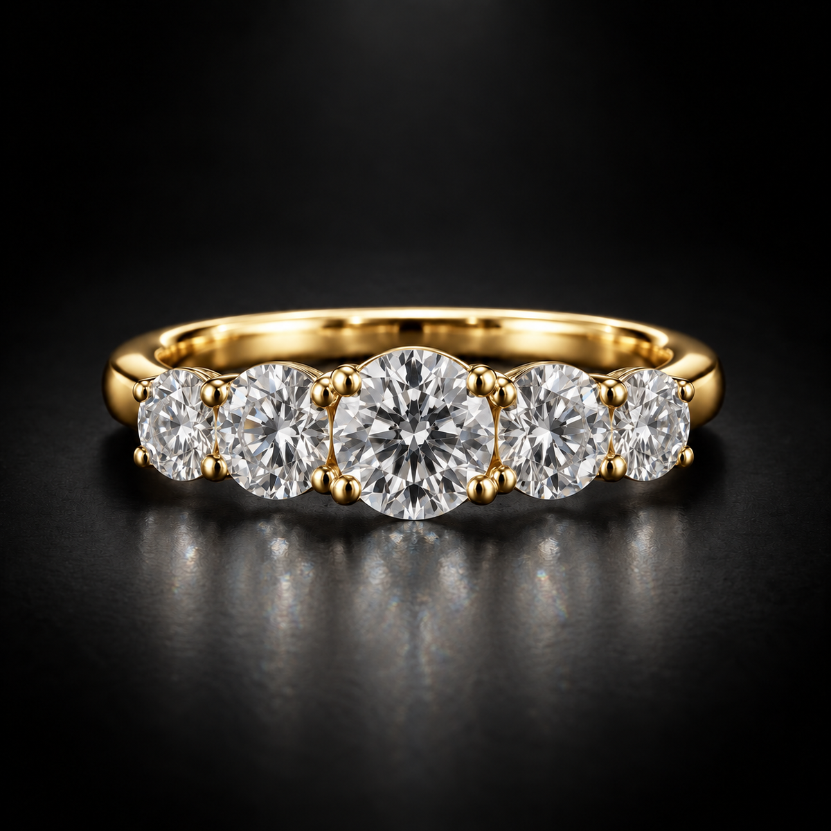 Graduated Five-Stone Diamond Engagement Ring in 18kt Yellow Gold