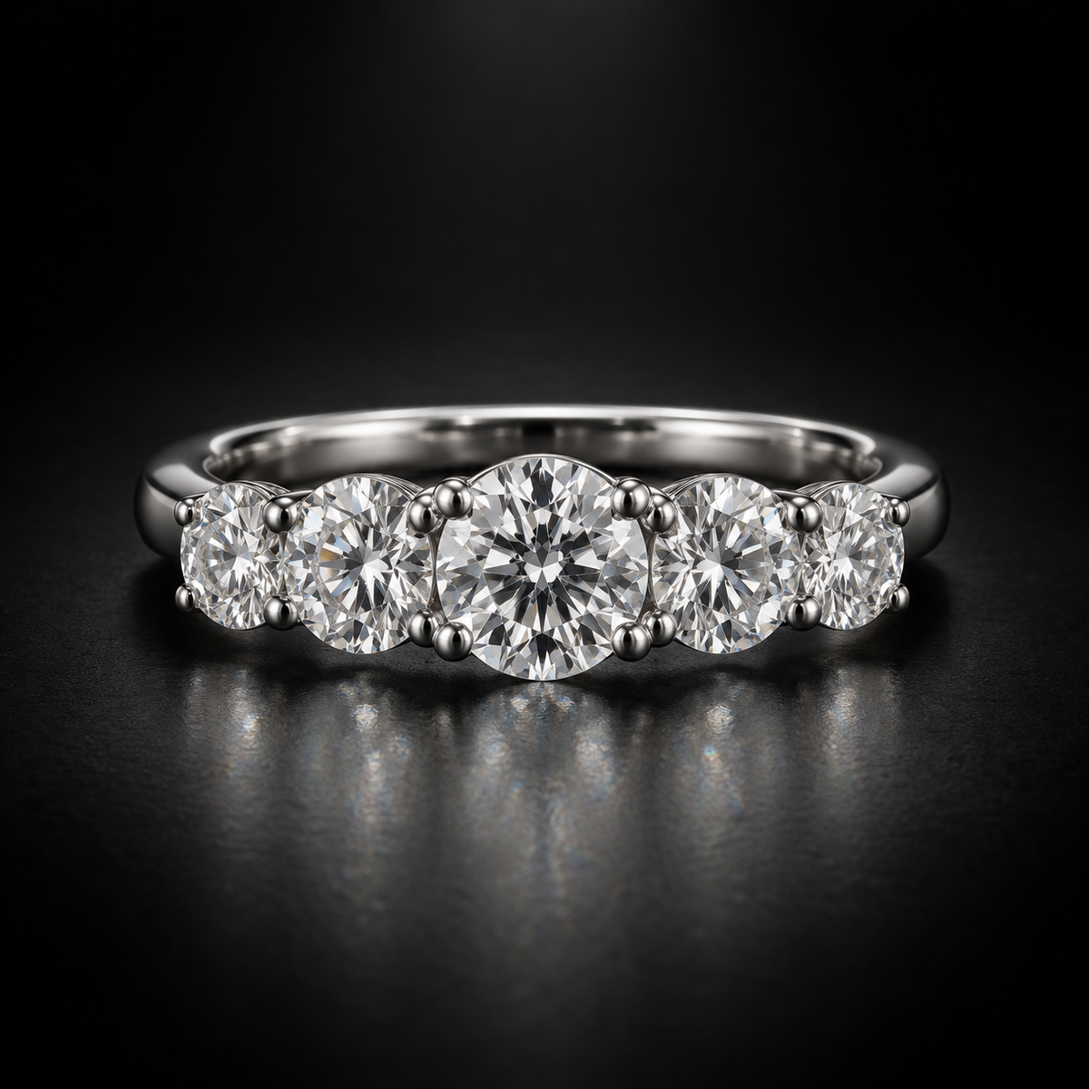 Graduated Five-Stone Diamond Engagement Ring in Platinum