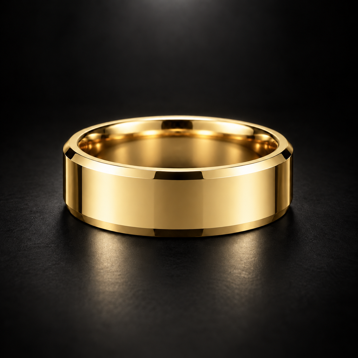 Men's Flat Beveled-Edge Wedding Band in 18kt Yellow Gold