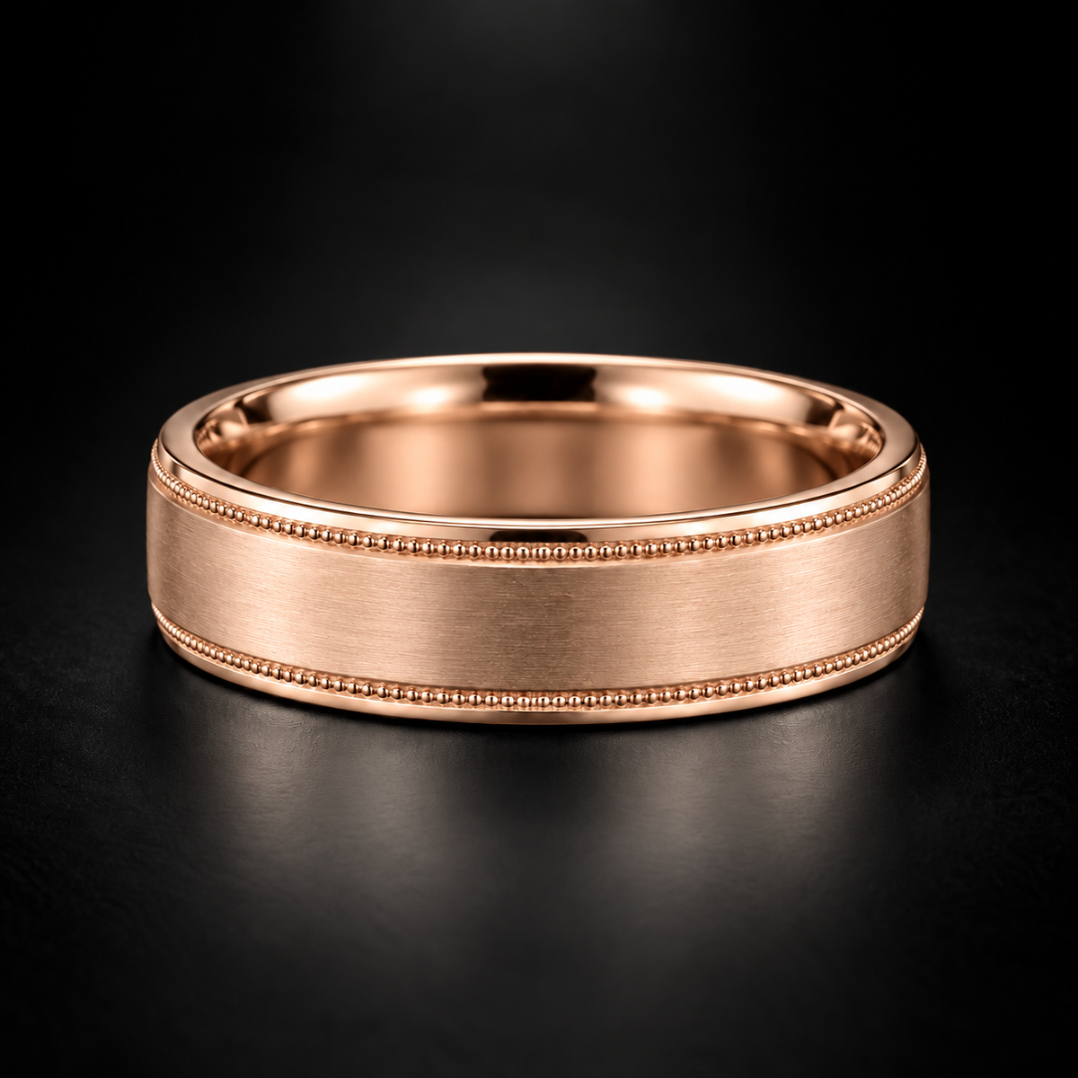 Men's Vintage-Inspired Milgrain Wedding Band in 18kt Rose Gold