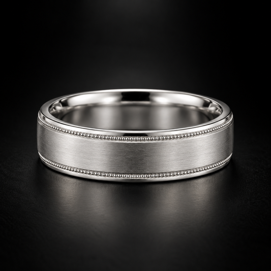Men's Vintage-Inspired Milgrain Wedding Band in Platinum