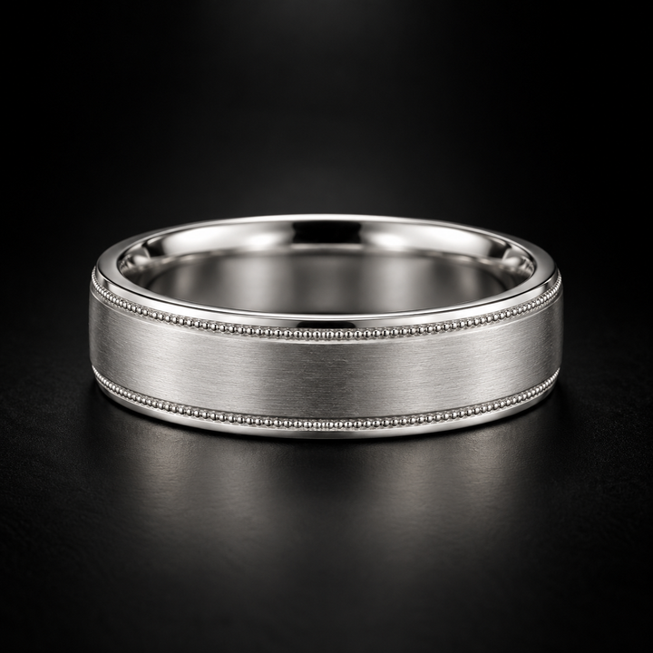 Men's Vintage-Inspired Milgrain Wedding Band in Platinum