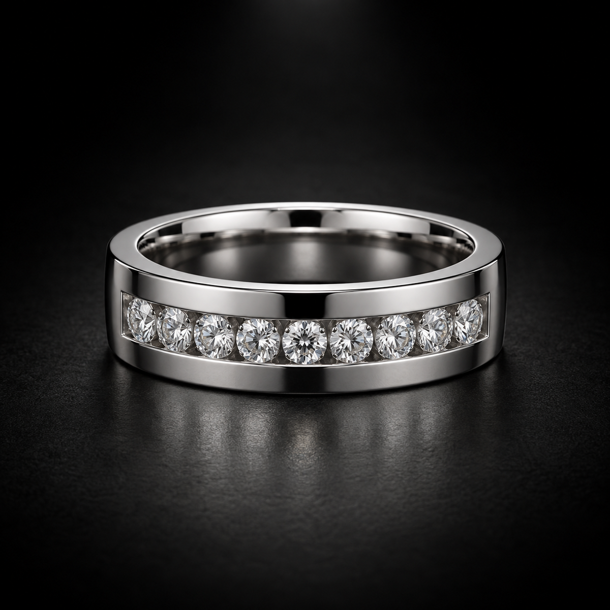 Men's Channel-Set Diamond Wedding Band in Platinum