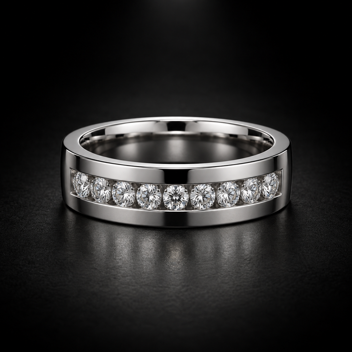 Men's Channel-Set Diamond Wedding Band in Platinum